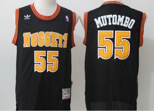 Denver Nuggets #55 Dikembe Mutombo Jersey Black Throwback