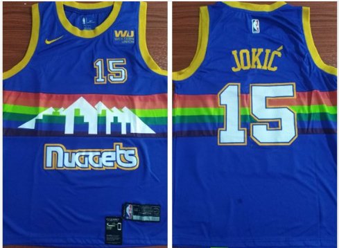 Denver Nuggets #15 Nikola Jokic Throwback Jersey Blue