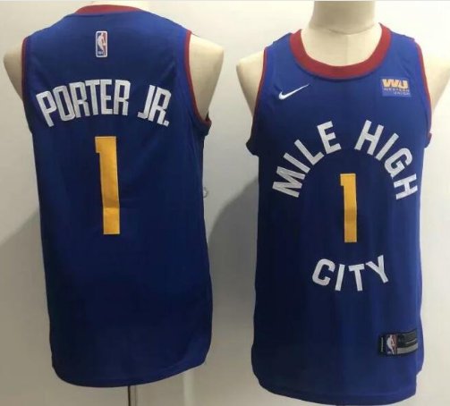 Denver Nuggets #1 Michael Porter Jr.Mile High City Jersey Blue