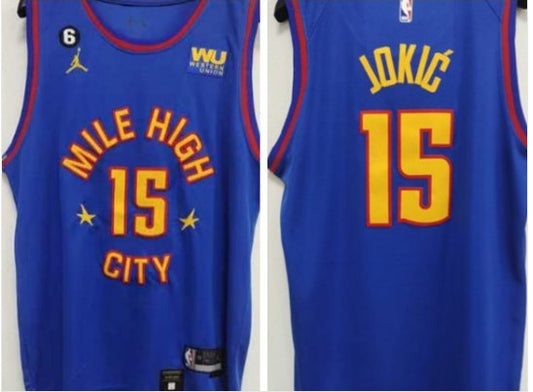 Denver Nuggets #15 Nikola Jokic Mile High 2022-23 City Jersey Blue